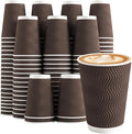 Clawsoff 100 Pack 12 oz Disposable Paper Coffee Cups Insulated Brown | by BuyNow