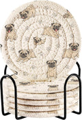 Pugs Dog Paw White Print Coasters by Unknown