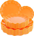 LIYH 24Pcs Orange Plastic Plates Reusable, Dinner And Salad Set by LIYHLoveinyourheart