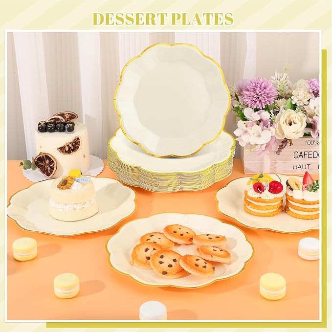 NatNarr 30 Pcs Cream Paper Plates, 9 Inch Ivory Paper Plates - Image 4