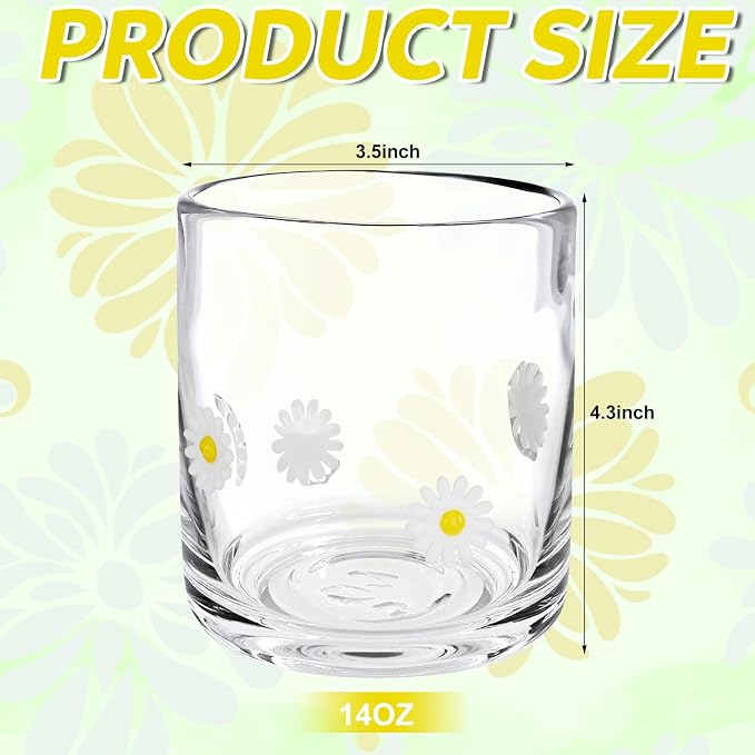 SiliFine 2 Pcs Daisy Icon Juice Glasses - 14oz White Flower Stemless Wine - Image 4
