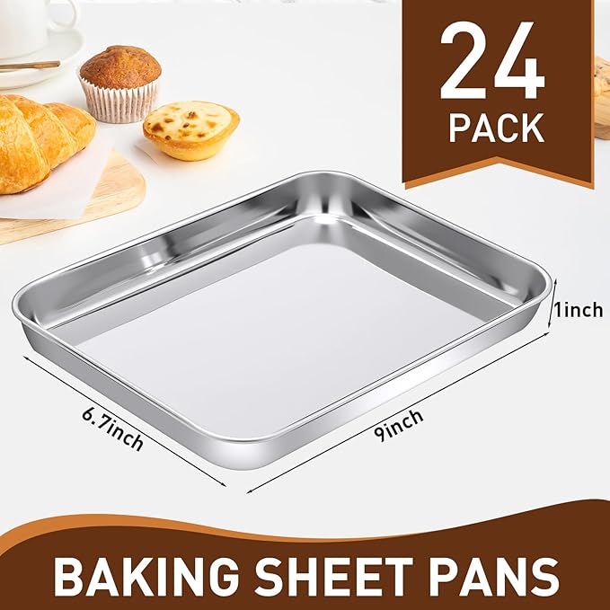 meekoo 24 Pcs Baking Sheet Pan Cookie Sheet Set - Image 3