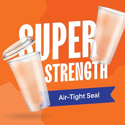 24 oz Clear Plastic Cups with Strawless Sip Lids - Image 3