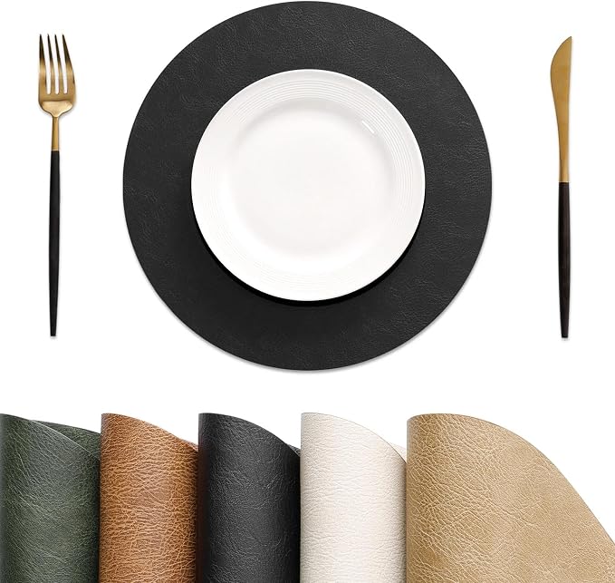 MOSAYT 13 Inch Round Vinyl Placemats Set of 4 by MOSAYT