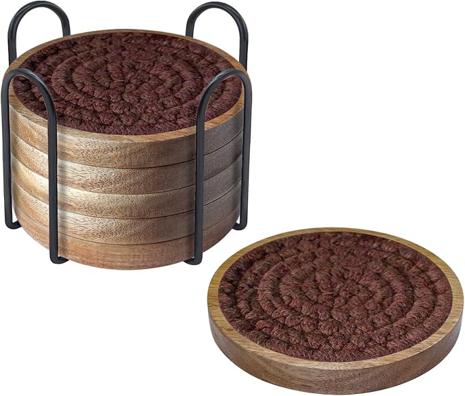 Eykao 6 Pack Absorbent Coasters, 4.3 inches Cork by Eykao