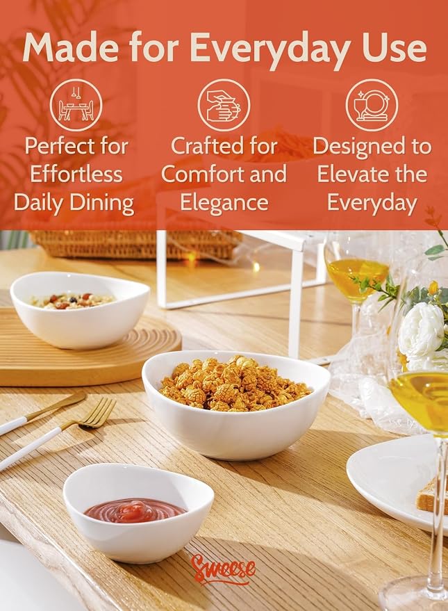 Sweese Porcelain Serving Bowls Set, 10-42 oz, Versatile - Image 4