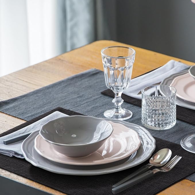 Faux Cotton Linen Placemats Set of 6, Cloth Washable Farmhouse Dining Table Mats - Image 5