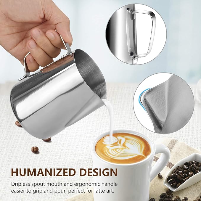 HOOMIL Milk Frothing Pitcher, 12oz/20oz/32oz 304 Stainless Steel | Steaming - Image 5
