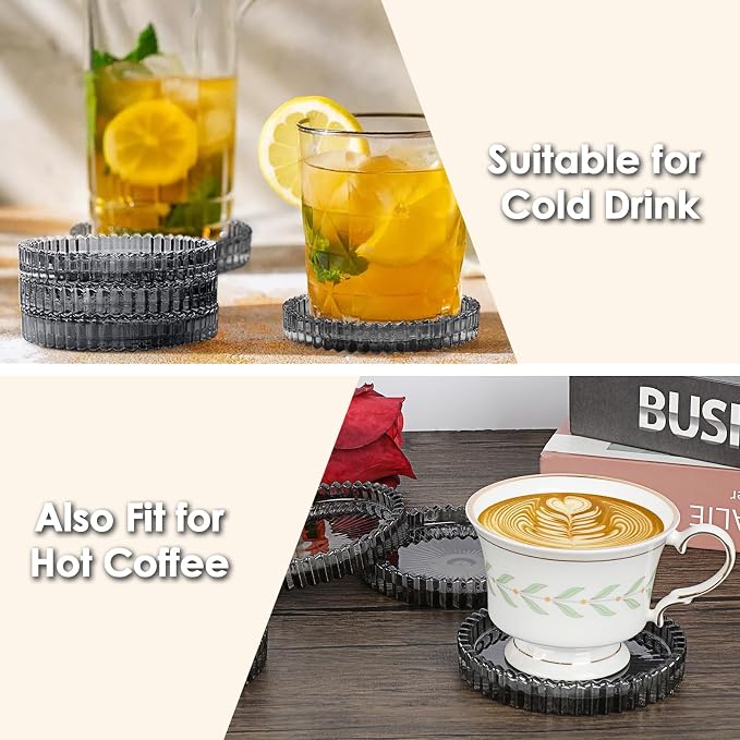Modern Clear Coaster Set of 5- Glass Coasters - Image 5