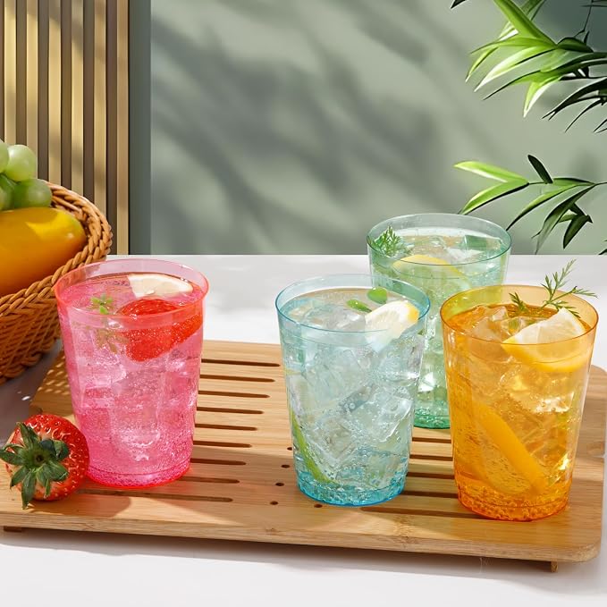 DaYammi 100 Pack Colorful Plastic Cups 10 Oz Disposable Cups Neon Glowing - Image 3