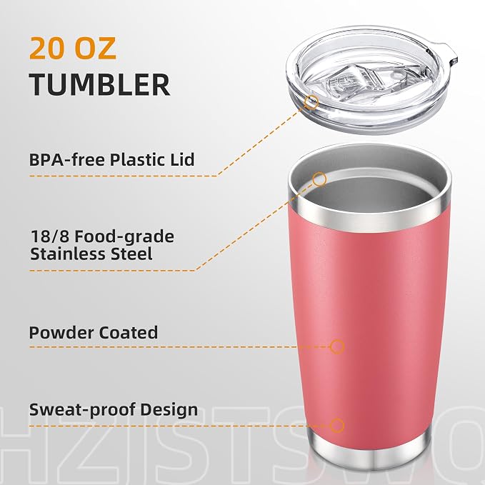 20oz Tumbler Bulk with Lid Stainless Steel Tumblers, 12 Pack | Leak Proof Lid - Image 3