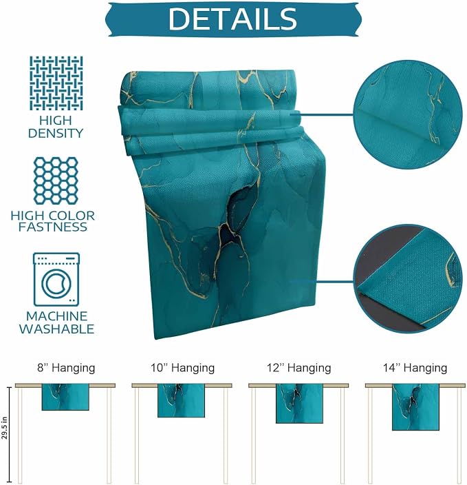 Teal Marble Table Runners 72 Inches Long, Turquoise Marble Crack Table Runner - Image 8
