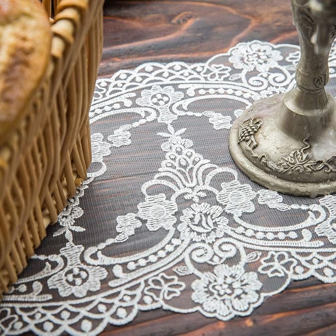 ARTABLE White Lace Table Runner Macrame Vintage Dresser Scarf 10 x 47 Inch | - Image 5