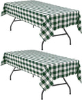 Checkered Tablecloth 2 Pack 52 x 70 inch, Forest Green and White | Waterproof by Hiasan