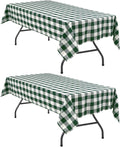 Plaid Tablecloth 2 Pack, 60 x 102 inch, Forest Green and White | Waterproof by Hiasan