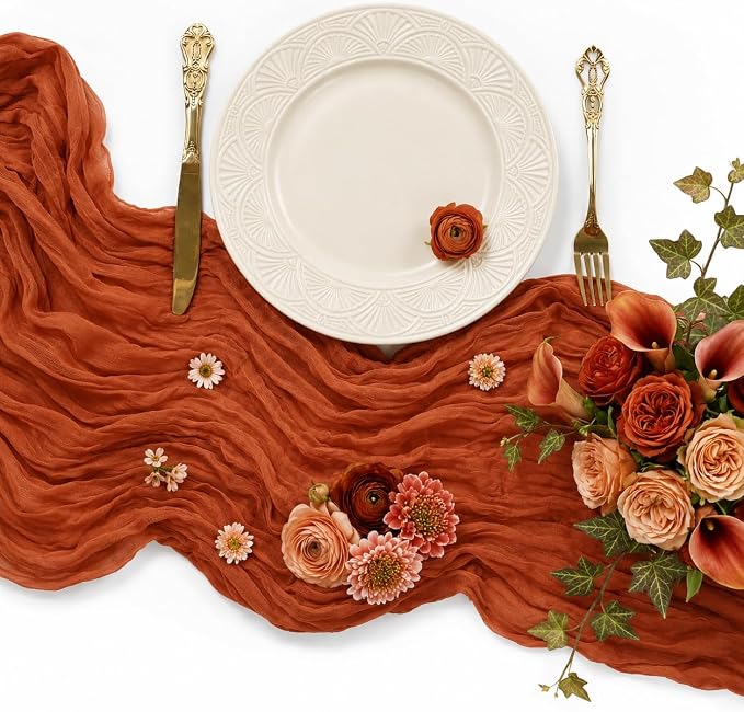 10 Pack Terracotta Cheesecloth Table Runner 22 x 120 Inch Boho Table Runner | - Image 4