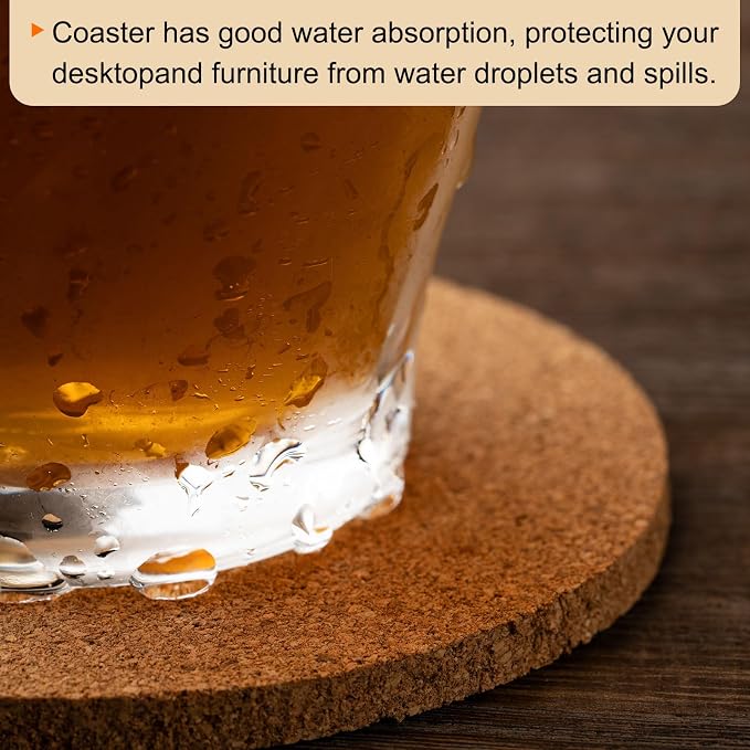 HARFINGTON 12pcs Cork Coasters 4 Inch 0.2 Inch Thick Non-Slip Heat-Resistant - Image 5