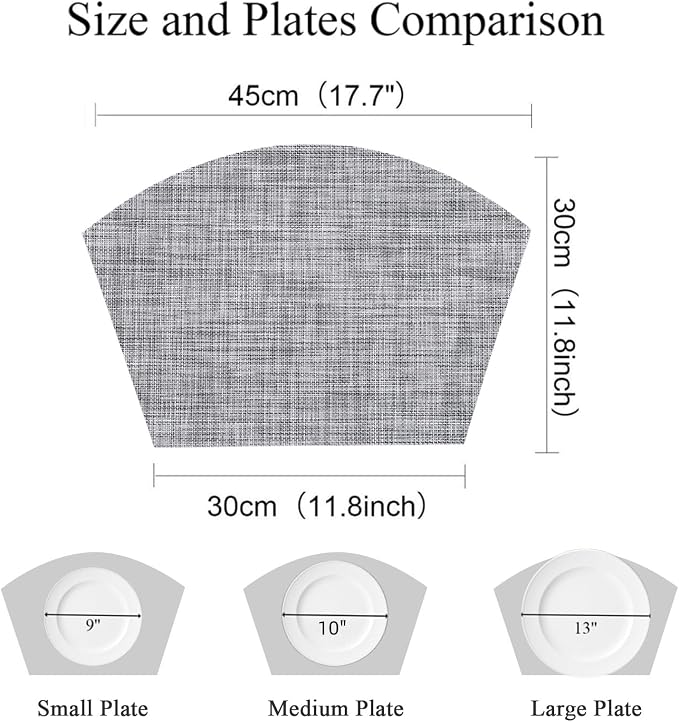 SHACOS Wedge Placemats Set of 4 Round Table Placemats Woven Vinyl Place Mats - Image 3