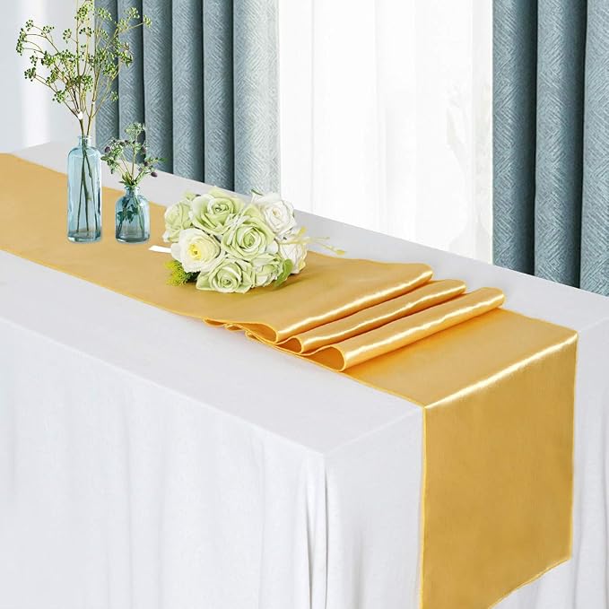 Gold Table Runners 16 Pack 12x108 inch Silk Satin Smooth Fabric | Satin Table - Image 4