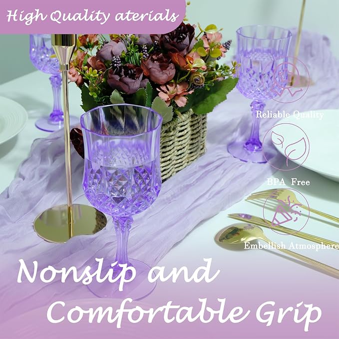 24Pack Plastic Wine Glasses, 7oz Vintage Goblets - Image 4