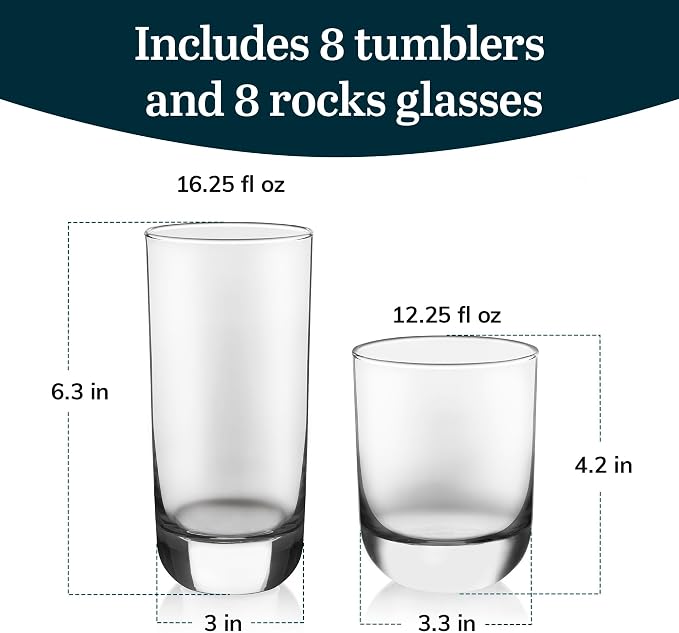 Polaris Tumbler & Rocks Drinking Glasses Set of 16, and More - Image 4