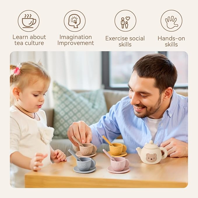 Tea Party Set for Little Girls 1-3 Kids Tea Set 14 Pcs - Image 2
