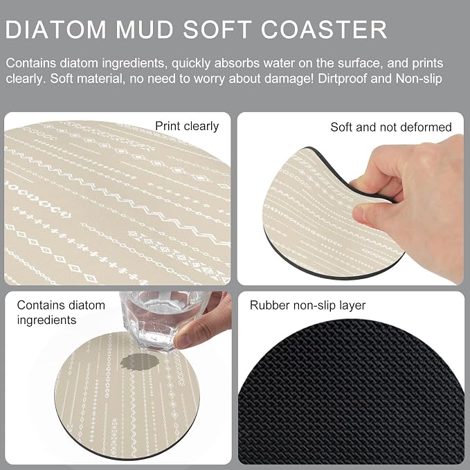 Modern Geometric Coasters Set of 6 Absorbent Coasters - Image 5
