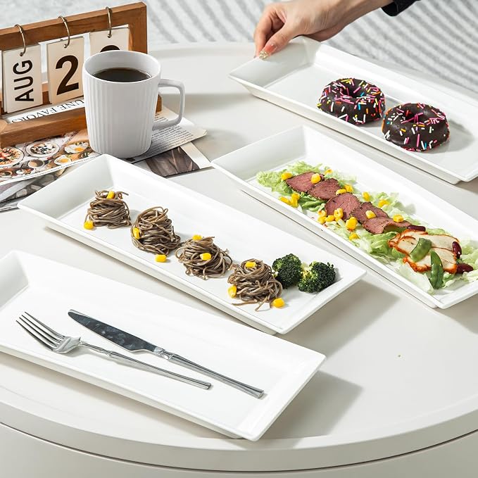 14" Rectangular Platters Set of 4, Large Serving Plates - Image 2