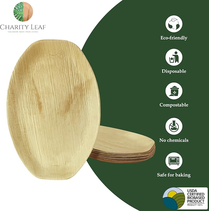 Disposable Bamboo 15" x 10" Trays Bamboo Serving Platters, Disposable Boards - Image 2