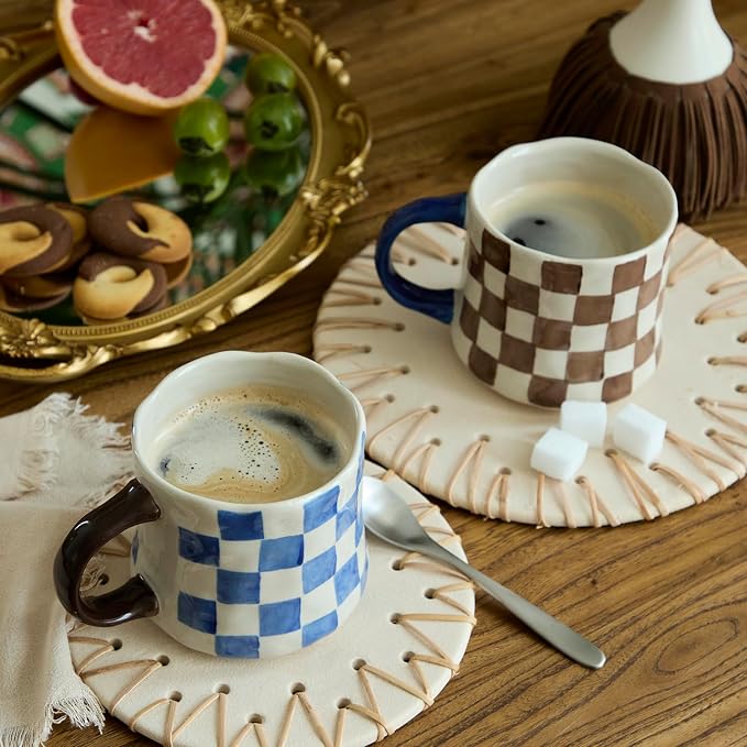 Retro Checkered Ceramic Coffee Mug 16Oz - Image 5