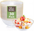 Rubtlamp 30 Pack Clear Disposable Bowls, 12-16oz Premium Heavy Duty Plastic by Rubtlamp