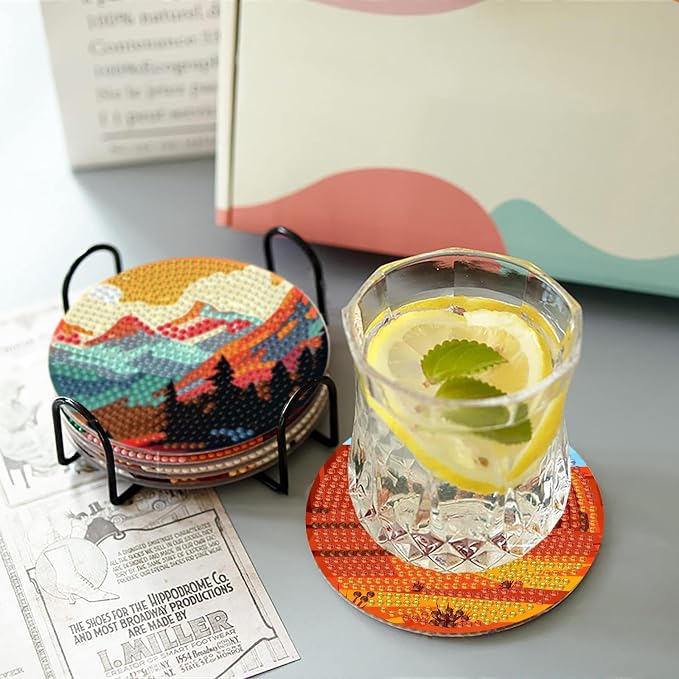 Mrnsiet 8PCS Landscape Diamond Art Coasters - Image 4