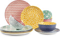 Selamica Ceramic Dinnerware Sets, 12-Pieces Plates and Bowls Sets, Scratch by Selamica