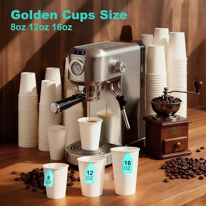 8 oz 50 Pack Disposable Paper Cups, Heavy Duty Thickened Coffee Cups, Leakproof - Image 8