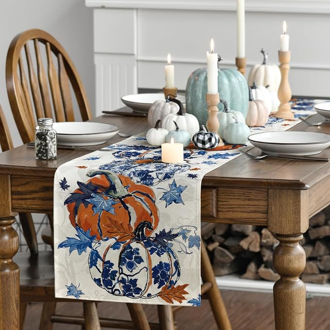 Artoid Mode 210 GSM Fall Table Runner 13x48 Inch Home Party Decor | Pumpkins - Image 3