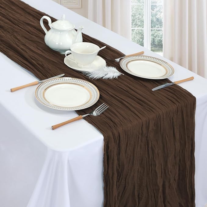 12 Pack Brown Cheesecloth Table Runner 35 x 120 Inch | Boho Gauze Cheese Cloth - Image 3