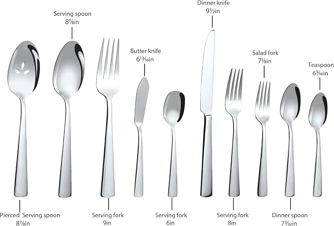 65 Piece Silverware Flatware Cutlery Set, Stainless Steel Fork Spoon Knife Sets - Image 6