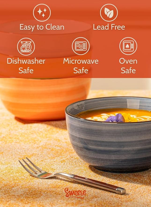 Sweese Cereal Bowl - 20 Oz Soup Bowls Set of 6 - Image 3