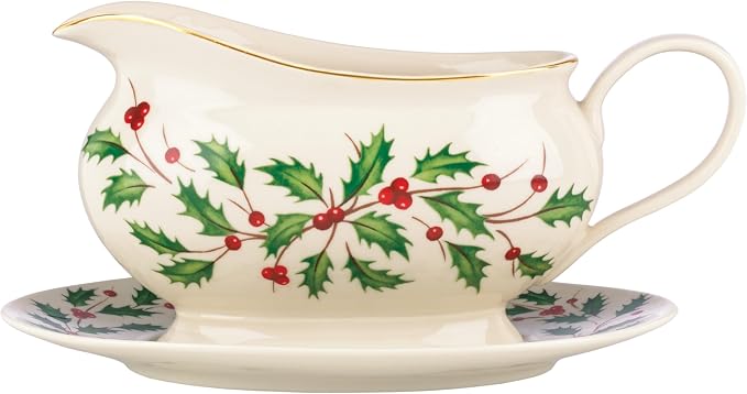 Lenox Holiday Porcelain Christmas Gravy Boat by Lenox