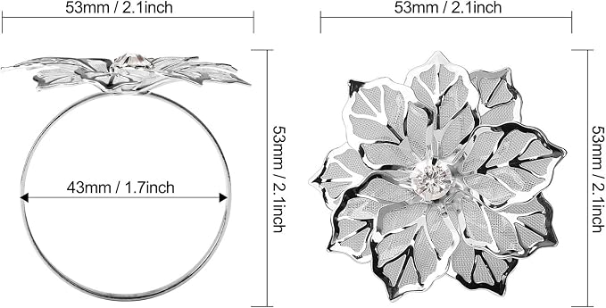 KPOSIYA Hollow Out Flower Napkin Ring Holder Metal Napkin Rings Set of 20 - Image 5