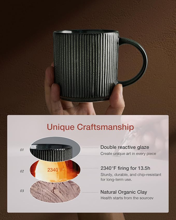 famiware Coffee Mug Set for 6, Star 12 oz Catering Mugs Cup Set - Image 6