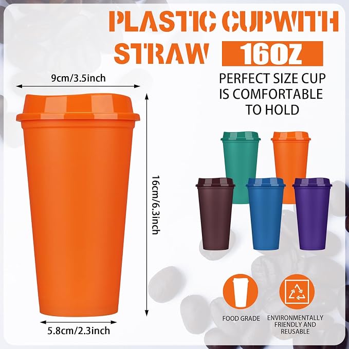 Domensi 15 Pack Reusable Plastic Coffee Cups - Image 2