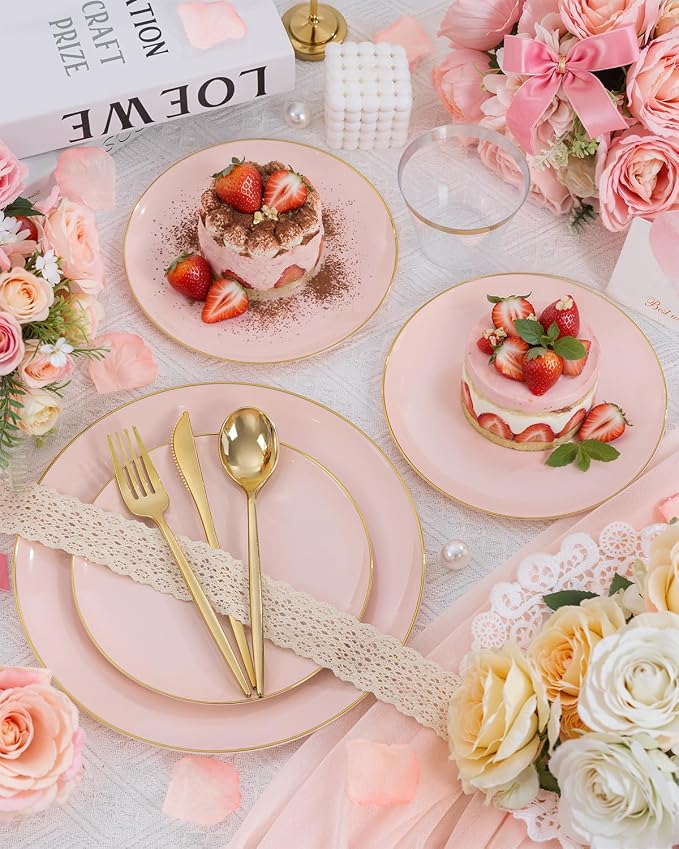 bUCLA 150PCS Pink Plastic Plates - Image 8