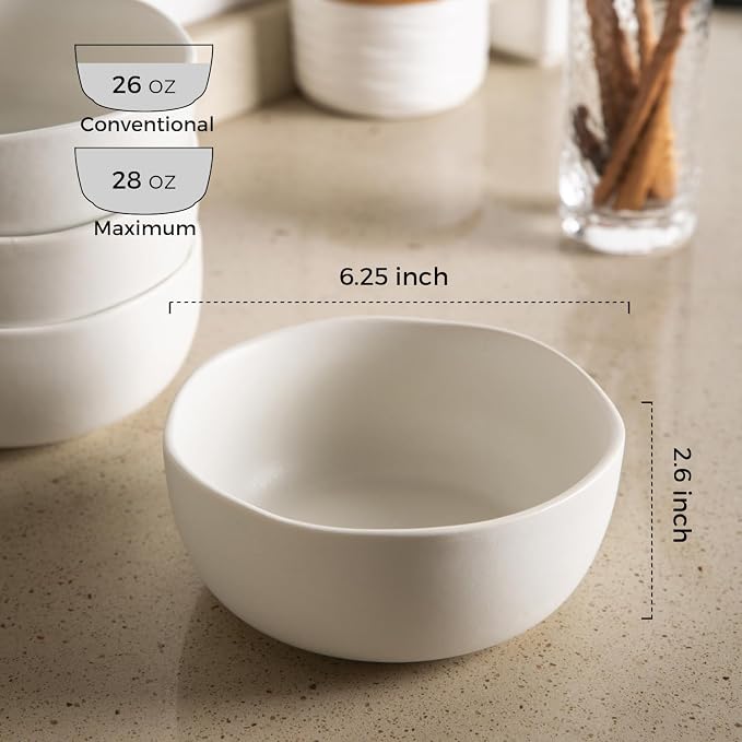 AmorArc Stoneware Cereal Bowls for Kitchen, 28oz Large Ceramic Soup Bowls Set - Image 3