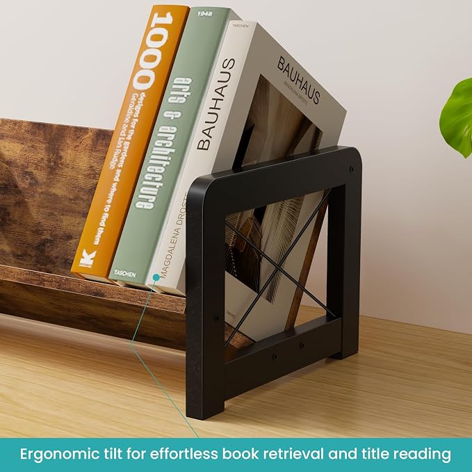 ELITEROO Desktop Bookshelf Organizer, Wood Slanted Desk Bookshelf, Small - Image 6