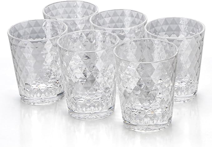 BPA-Free Plastic Tumblers 6 Pack | Reusable Dishwasher Safe | Stackable by AKMQYM