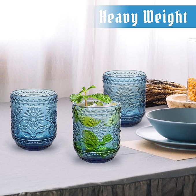 Topsky Vintage Drinking Glasses Set of 4, 12oz Drinkware Set, Heavy Duty - Image 3