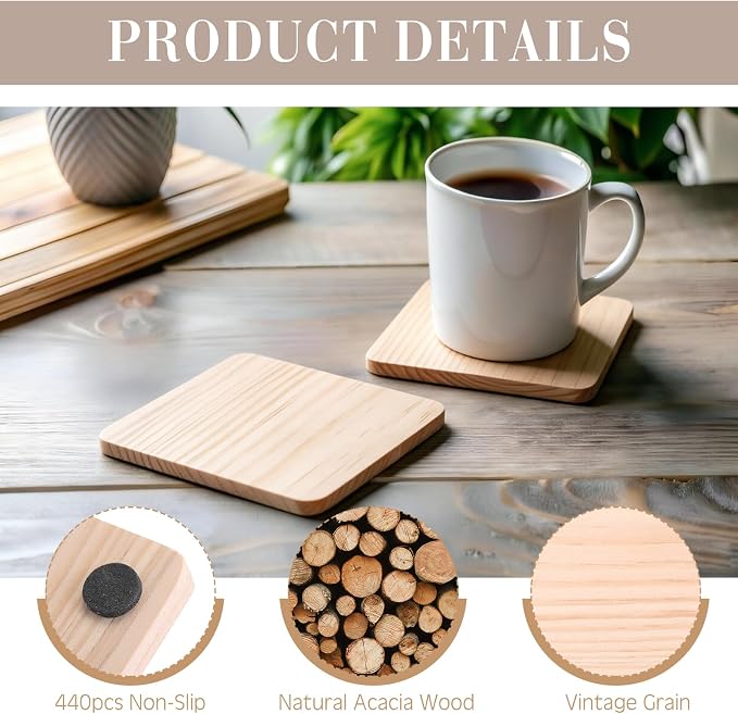 110 Pcs Unfinished Wood Coasters Bulk - Image 3