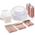 BESTVIP 175 PCS Rose Gold Disposable Plastic Dinnerware Set by Bestvip