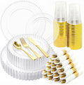 350pcs Plastic Dinnerware Set Clear 50 Guests by cheerserve